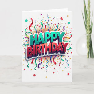 Tarjeta de cumpleaños con texto 3D festivo