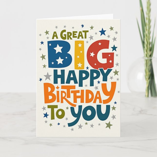 Tarjeta de cumpleaños con texto alegre (Anverso)