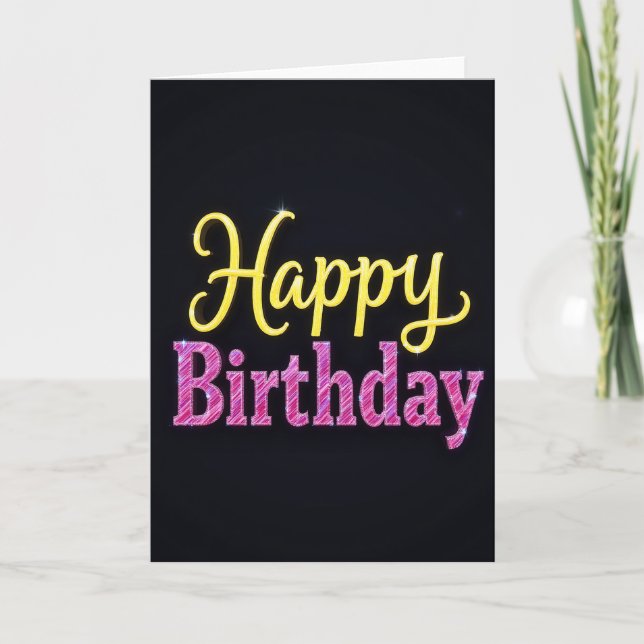 Tarjeta de cumpleaños con texto brillante (Anverso)
