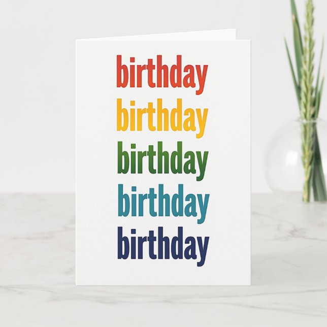 Tarjeta de cumpleaños con texto colorido (Anverso)