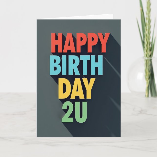 Tarjeta de cumpleaños con texto colorido y alegría (Anverso)