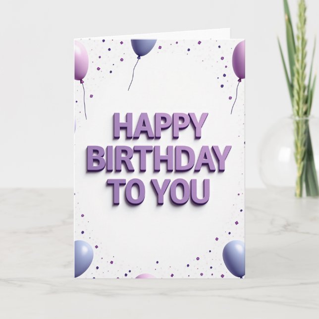 Tarjeta de cumpleaños con texto de lavanda (Anverso)