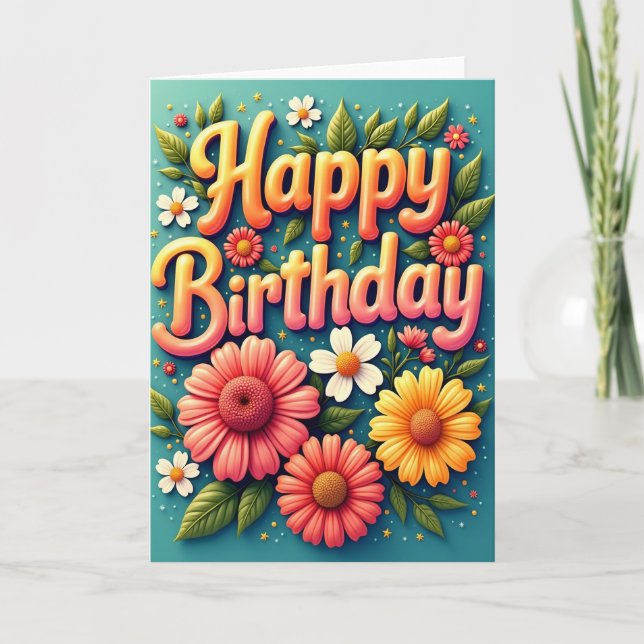Tarjeta de cumpleaños con texto inflado (Anverso)