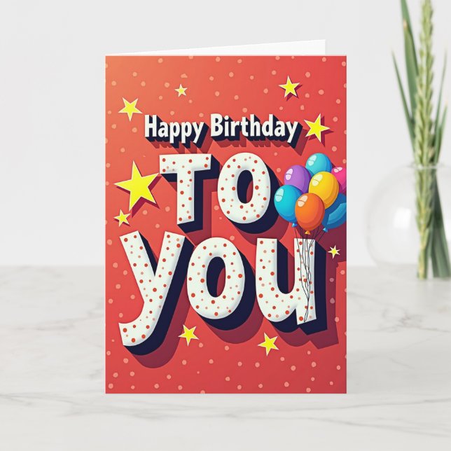 Tarjeta de cumpleaños con texto jubiloso (Anverso)