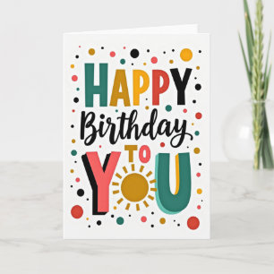 Tarjeta de Cumpleaños con Texto Vibrante y Alegría