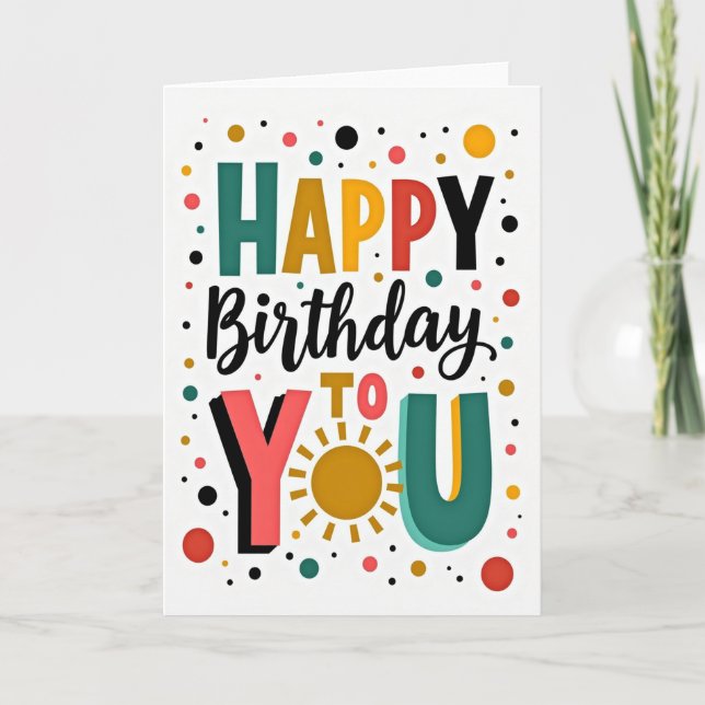 Tarjeta de Cumpleaños con Texto Vibrante y Alegría (Anverso)