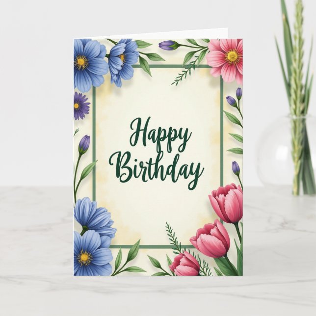 Tarjeta de cumpleaños con textura pintada (Anverso)