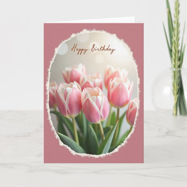 Tarjeta de cumpleaños con tinte de rosa (Anverso)