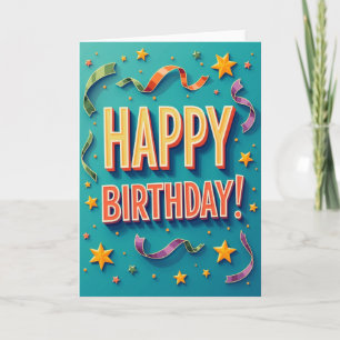 Tarjeta de cumpleaños con tipografía 3D