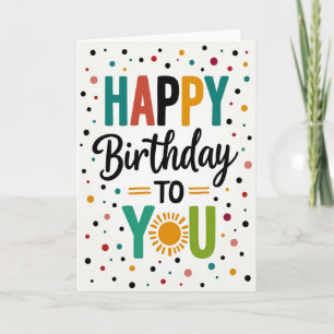 Tarjeta de cumpleaños con tipografía alegre