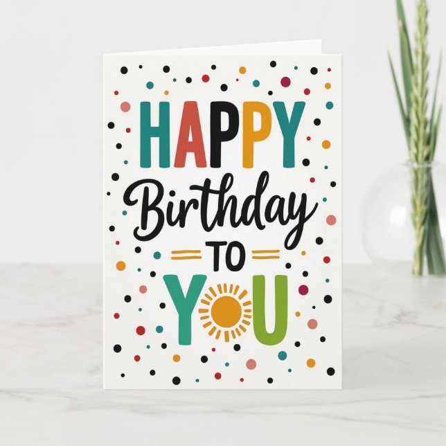 Tarjeta de cumpleaños con tipografía alegre (Anverso)