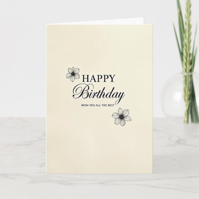 Tarjeta de cumpleaños con tipografía elegante (Anverso)