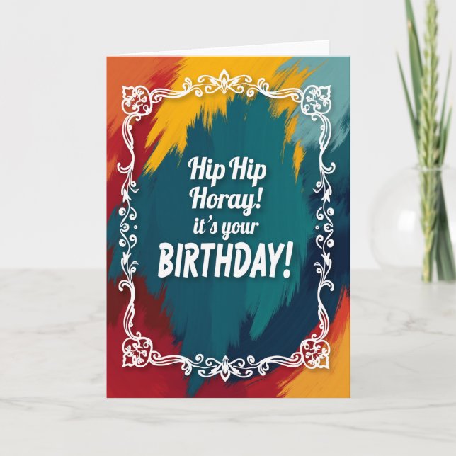 Tarjeta de cumpleaños con tipografía jubilosa (Anverso)