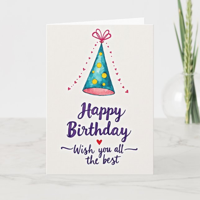 Tarjeta de Cumpleaños con Tocado de Teal (Anverso)