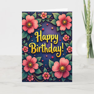 Tarjeta de cumpleaños con tonos de rosa