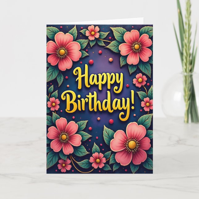 Tarjeta de cumpleaños con tonos de rosa (Anverso)