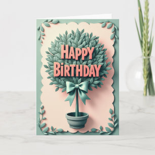 Tarjeta de cumpleaños con topiaria dulce