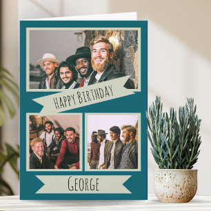 Tarjeta de cumpleaños con tres fotos