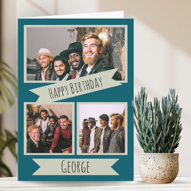 Tarjeta de cumpleaños con tres fotos (Subido por el creador)