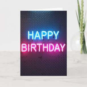 Tarjeta de cumpleaños con tubos de neón dulces