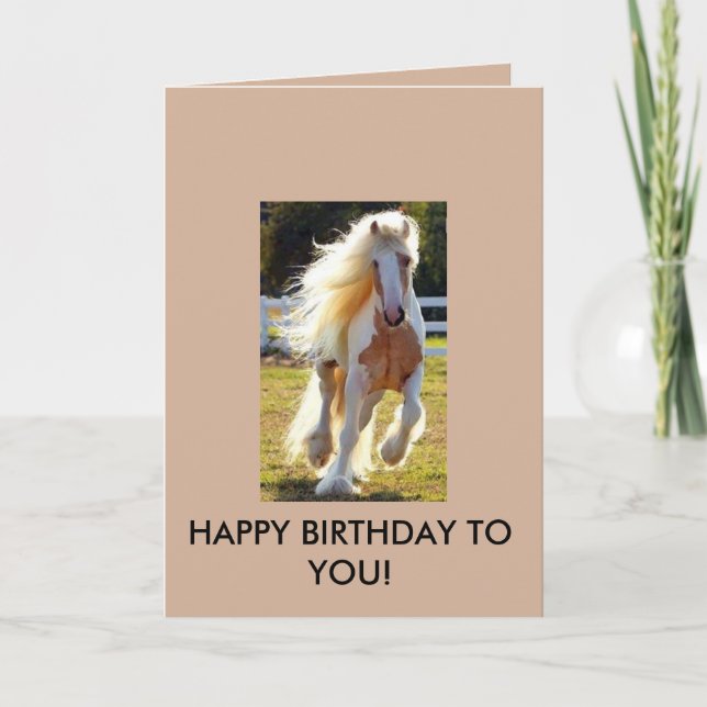Tarjeta de cumpleaños con un hermoso caballo! (Anverso)