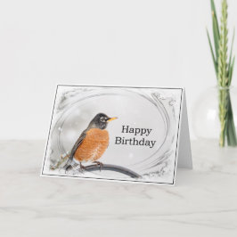 Tarjeta de cumpleaños con un petirrojo