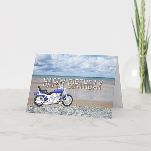 Tarjeta de cumpleaños con una bici del motor (Anverso)