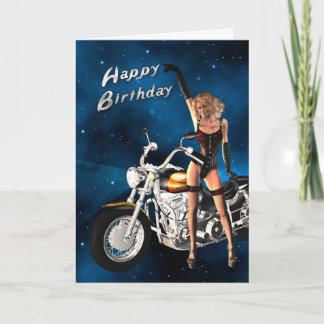 Tarjeta de cumpleaños con una moto