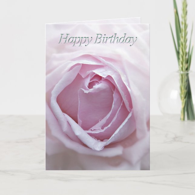Tarjeta de cumpleaños con una rosa rosa rosa (Anverso)