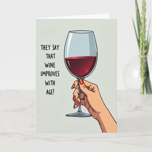 Tarjeta de Cumpleaños con Uñas Rojas y Brindis (Anverso)