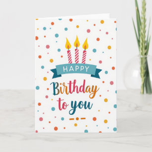 Tarjeta de cumpleaños con vela a rayas alegre