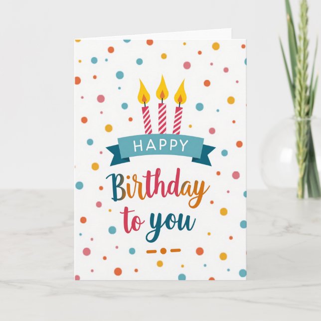 Tarjeta de cumpleaños con vela a rayas alegre (Anverso)