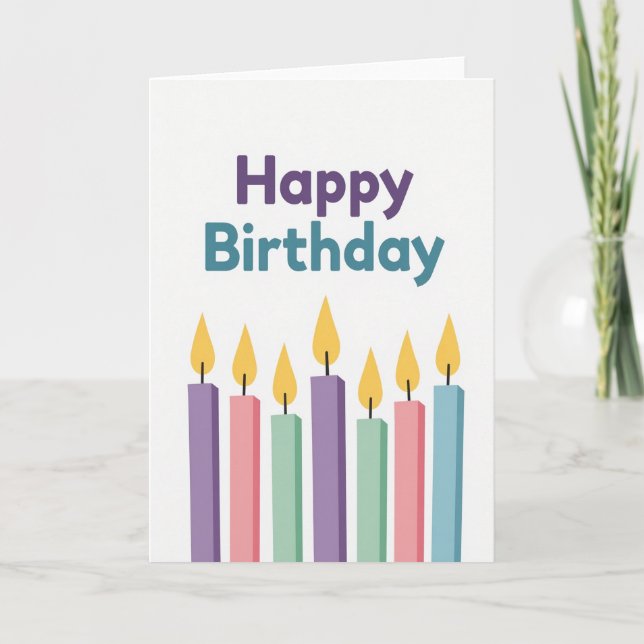 Tarjeta de cumpleaños con vela azul teñida de púrp (Anverso)