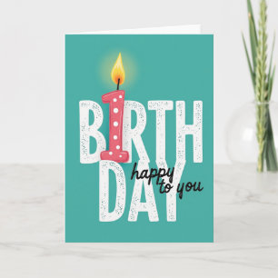 Tarjeta de cumpleaños con vela azul verde