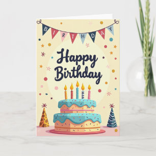 Tarjeta de cumpleaños con vela de pastel de Aqua