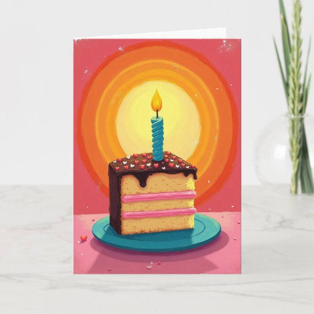 Tarjeta de Cumpleaños con Vela Encendida (Anverso)