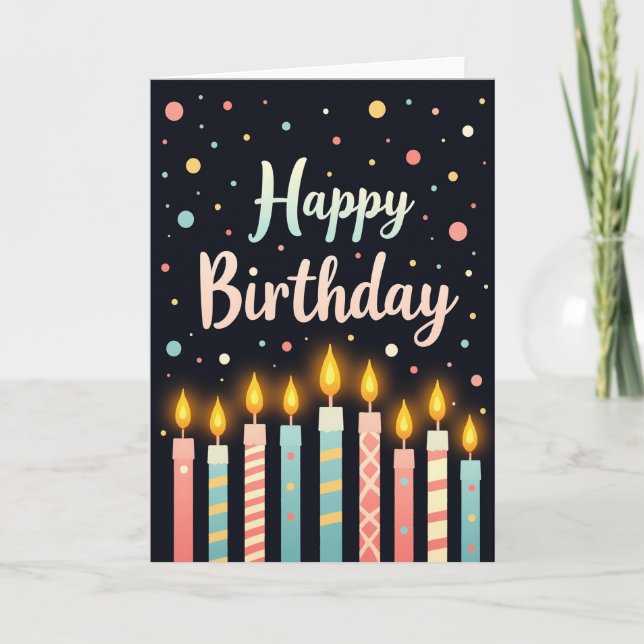 Tarjeta de cumpleaños con vela estampada (Anverso)