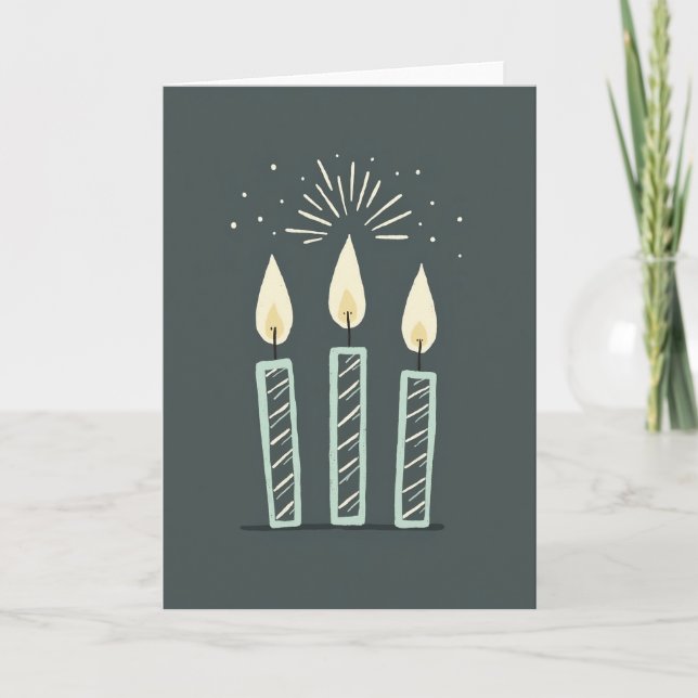 Tarjeta de cumpleaños con vela estilizada (Anverso)
