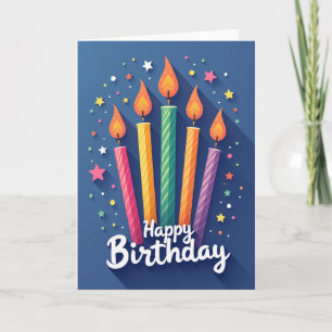 Tarjeta de cumpleaños con velas alegres