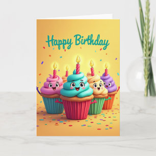 Tarjeta de cumpleaños con velas alegres