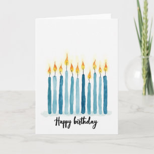 Tarjeta de cumpleaños con velas azules