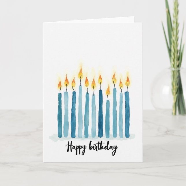 Tarjeta de cumpleaños con velas azules (Anverso)