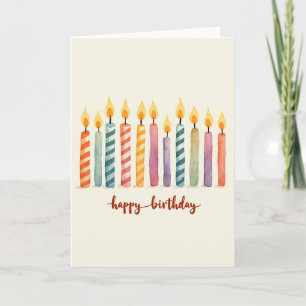 Tarjeta de cumpleaños con velas de acuarela dulce