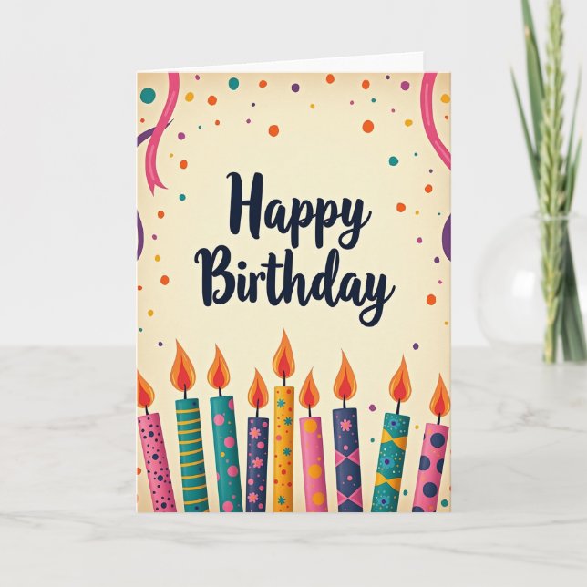 Tarjeta de cumpleaños con velas estampadas (Anverso)