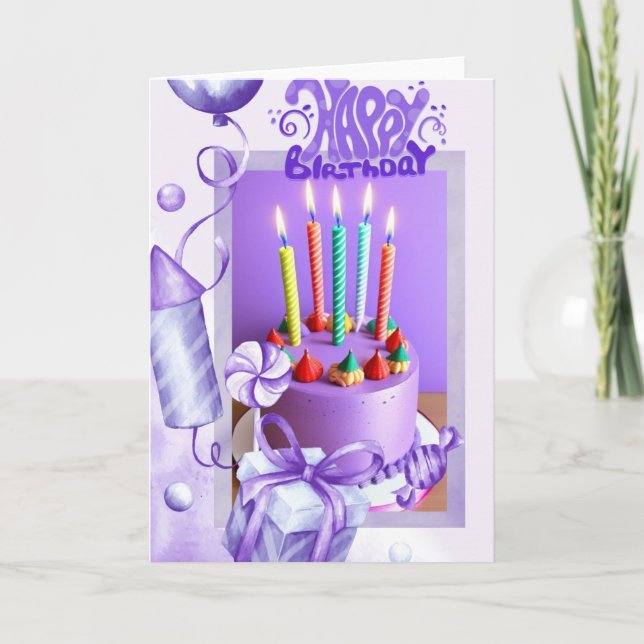 Tarjeta de cumpleaños con velas retorcidas (Anverso)