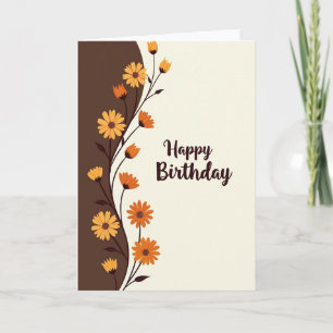 Tarjeta de cumpleaños con vid en oro