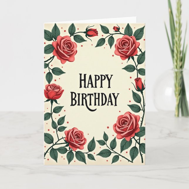Tarjeta de cumpleaños con vid franqueada (Anverso)