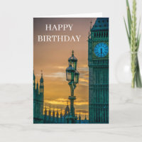 Tarjeta de cumpleaños con vista a la farola y Big