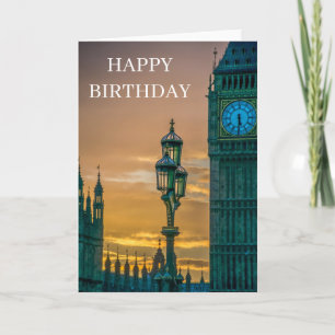 Tarjeta de cumpleaños con vista a la farola y Big 