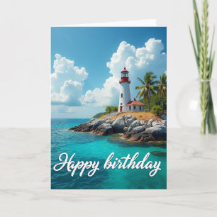 Tarjeta de cumpleaños con vista al faro